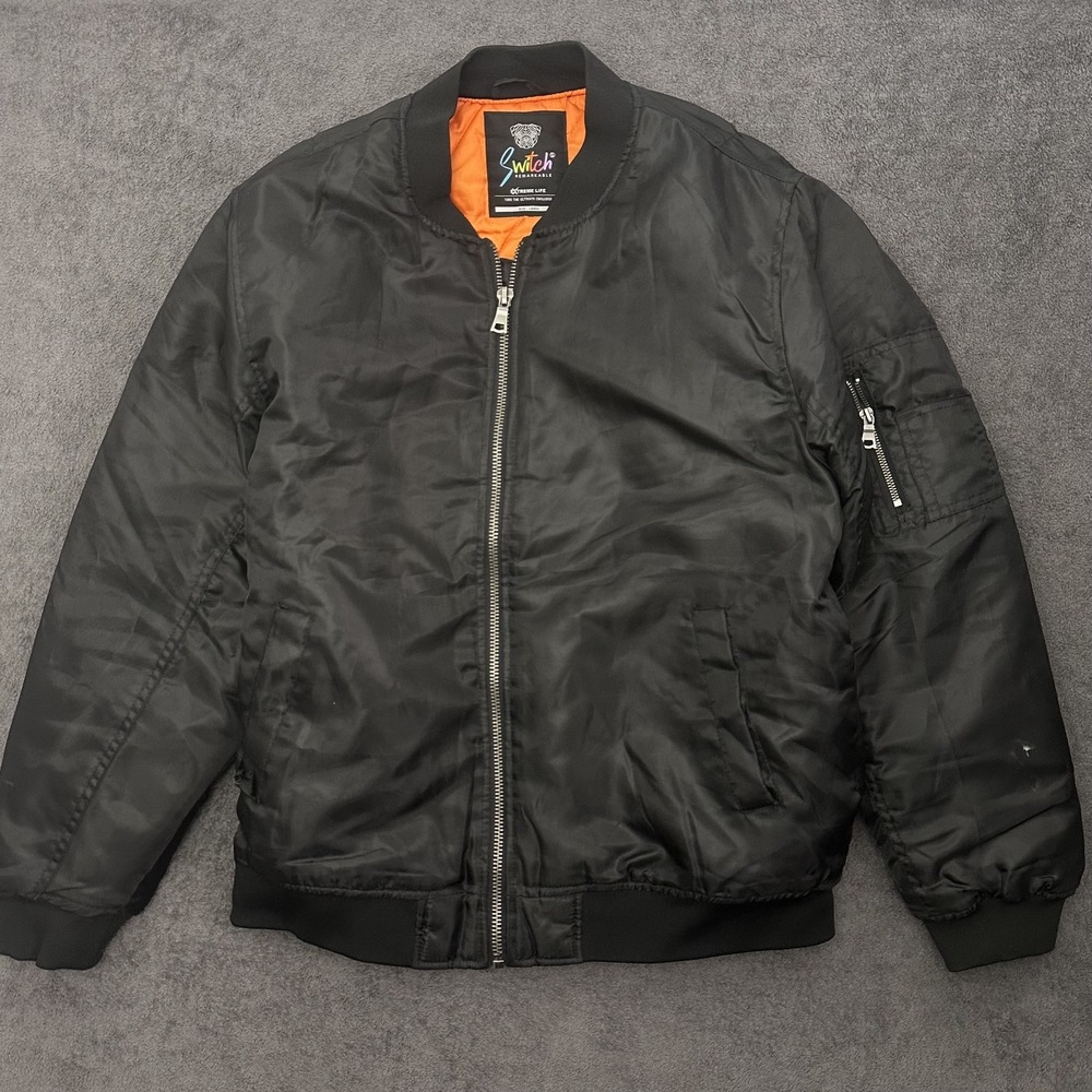 switch remarkable bomber jacket military MA-1 style full zipper mens  size large